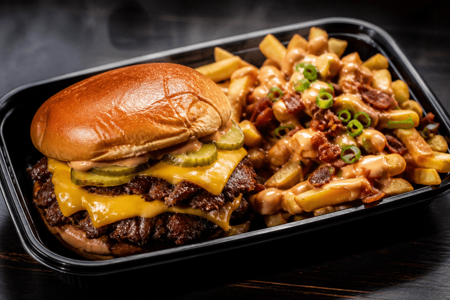 Smash burger and fries